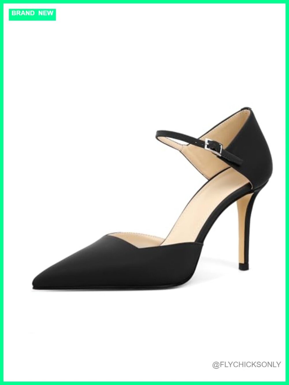 Eldof Women's Closed Pointed Toe Heels Ankle Strap Pumps Stiletto High Heel